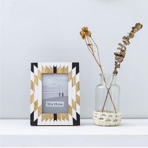 Geometric Wooden Photo Picture Frame 4x6 Boho Style Mango Wood